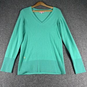Lilly Pulitzer V-neck Cashmere Green Sweater Size M Medium